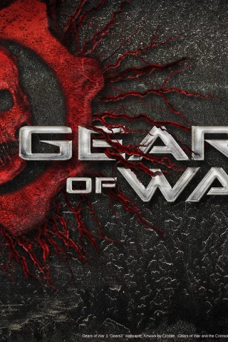 шестеренка, череп, gears of war 3, кровь