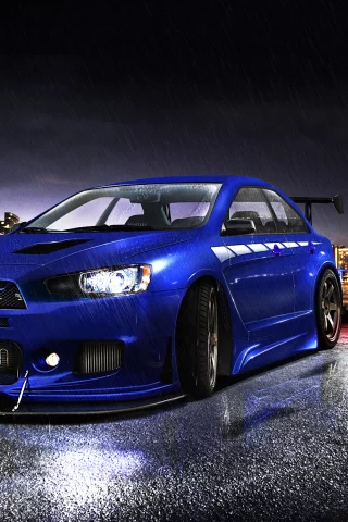 дождь, lancer, evolutionх, mitsubishi