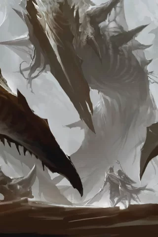 пасть, щупальца, маг, панцирь, монстр, guild wars 2, меч, зубы, посох, воин