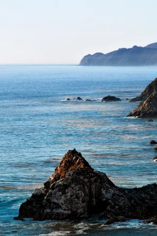 даль, горы, голубое, море, камни
