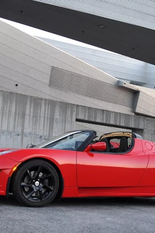 электрокар, roadster, красный, tesla, тесла, авто