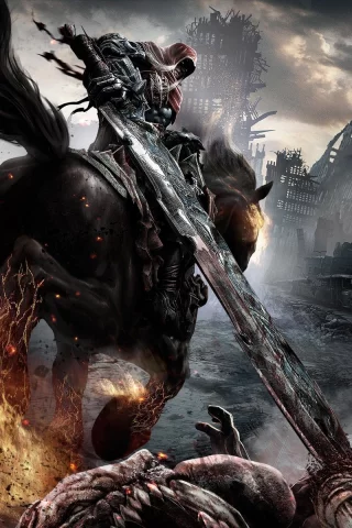 всадник, монстры, конь, darksiders wrath of war, меч