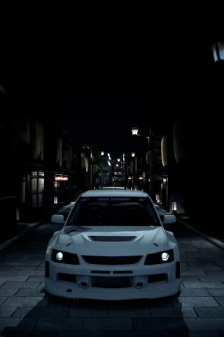 wide, evo9, япония, машины, gt5, тюнинг, фонари, grantourismo5, tuning, ночь, mitsubishi, города, игры, mitsubishi evolution9, widebody, night