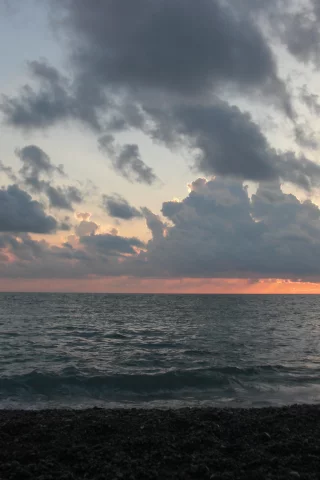закат, море, небо