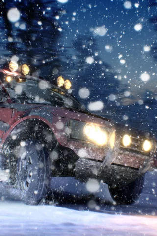 ночь, снег, dirt 3, land rover, скорость