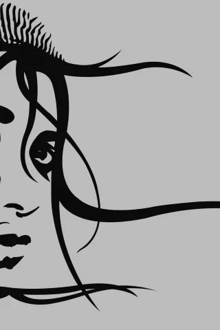 lines, look, волосы, девушка, picture, girl, eyes, вектор, рисунок, 2560x1600, hair, линий, стиль, vector, глаза, style, взгляд
