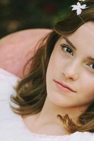 цветы, emma, улыбка, взгляд, эмма, уотсон, watson