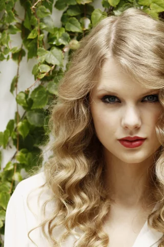 taylor swift, блондинка, растения, зеленый фон
