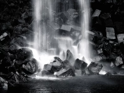 камни, black and white, водопад, черно-белое