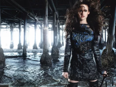 платье, девушка, girl, kristen stewart, волны, брюнетка, модель