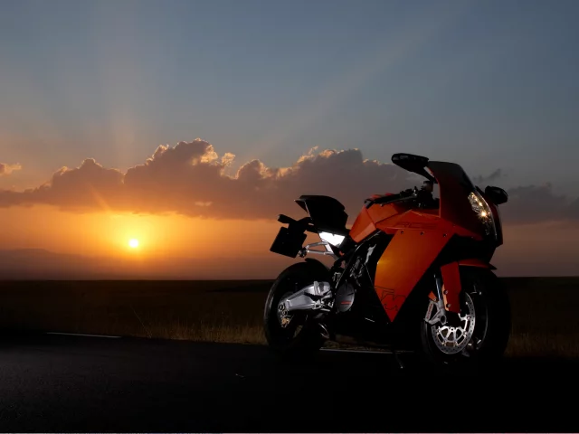 закат, ktm, облака, 1190, мотоцикл, rc8