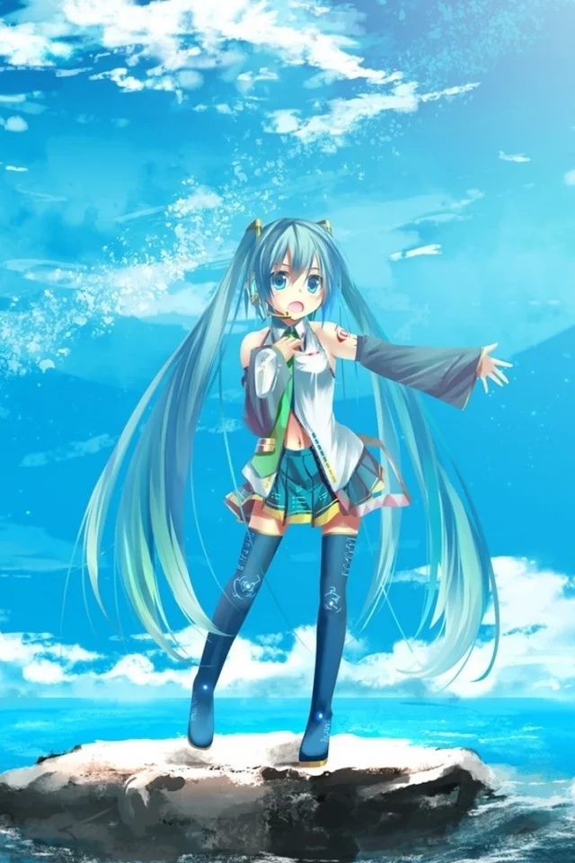 hatsune miku, vocaloid, небо, мику хацунэ, вокалоид