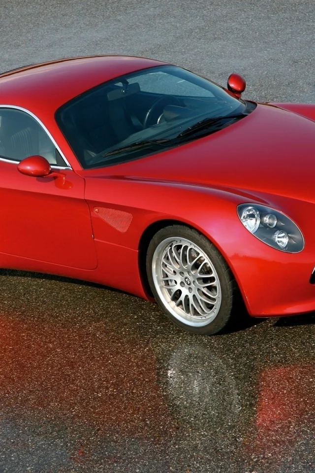 мокрый асфальт, car, road, отражение, alfa romeo