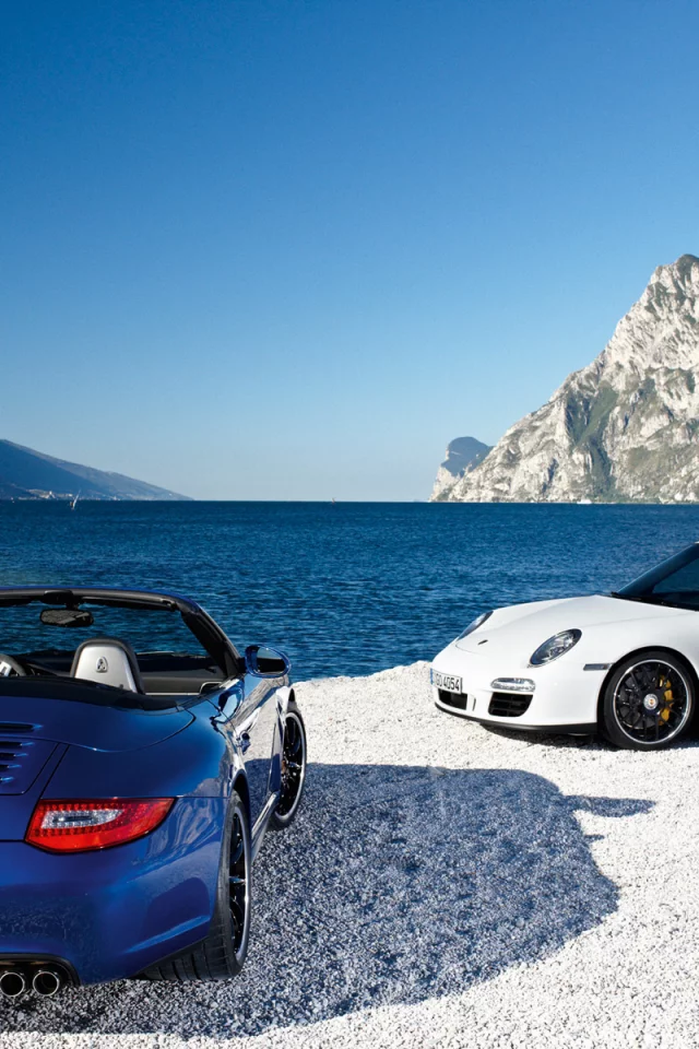 997, porsche, синий, белый