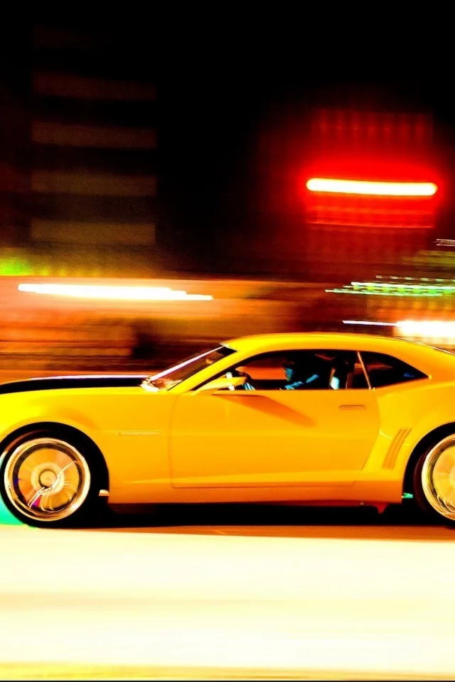 camaro, камаро, скорость, желтый
