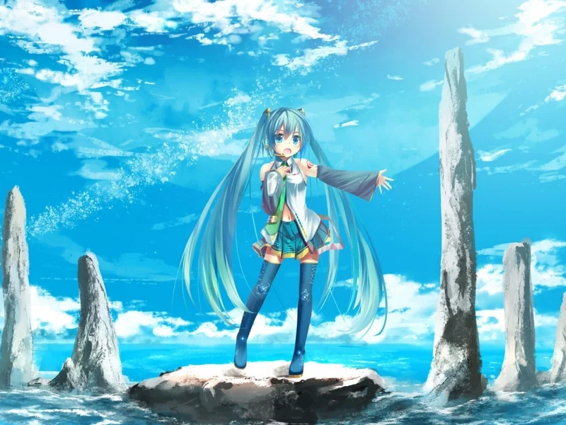 hatsune miku, vocaloid, небо, мику хацунэ, вокалоид