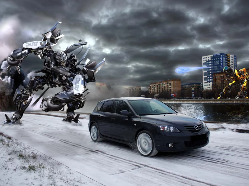 mazda3, город, трансформеры