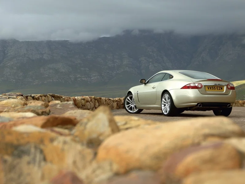 машина, горы, jaguar, пейзаж, автомобиль, xk