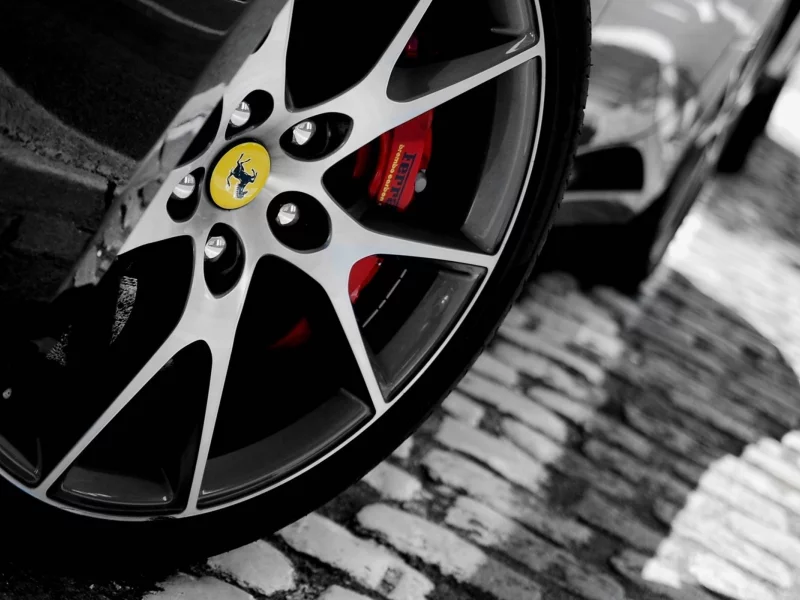 дорога, диск, тень, ferrari