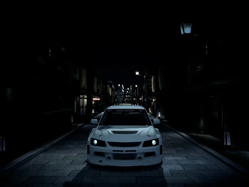 wide, evo9, япония, машины, gt5, тюнинг, фонари, grantourismo5, tuning, ночь, mitsubishi, города, игры, mitsubishi evolution9, widebody, night