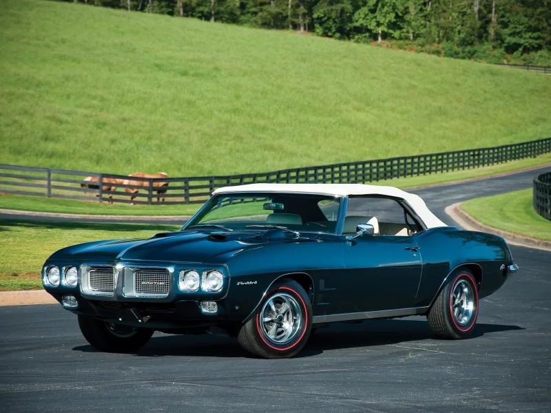 pontiac, air iv convertible, firebird, 400 ram, дорога, лошади, изгородь