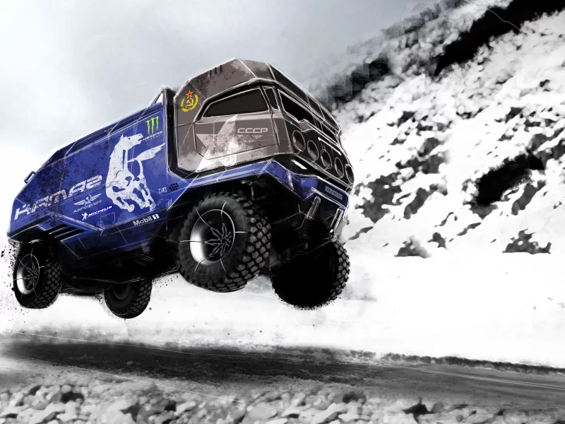 снег, скетч, kamaz dakar, дорога, камаз, рисунок