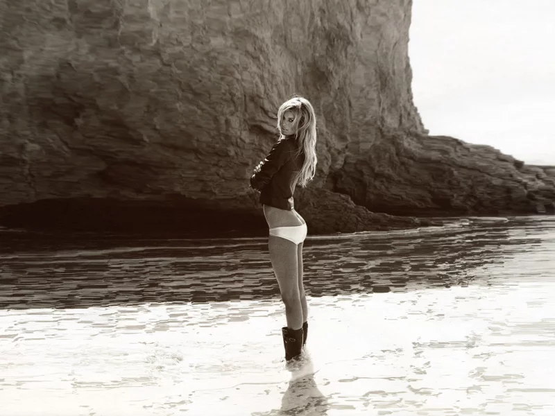пляж, marisa miller, волны, models, прилив, фигура, берег, песок, мариса миллер, вода