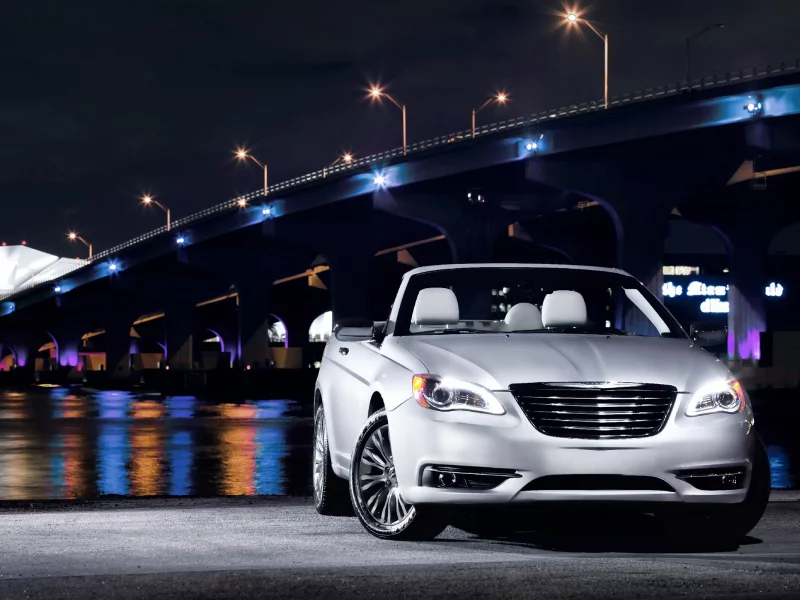 мосты, авто обои, огни, крайслер, chrysler, ночь, 200 convertible, машины, свет, фото