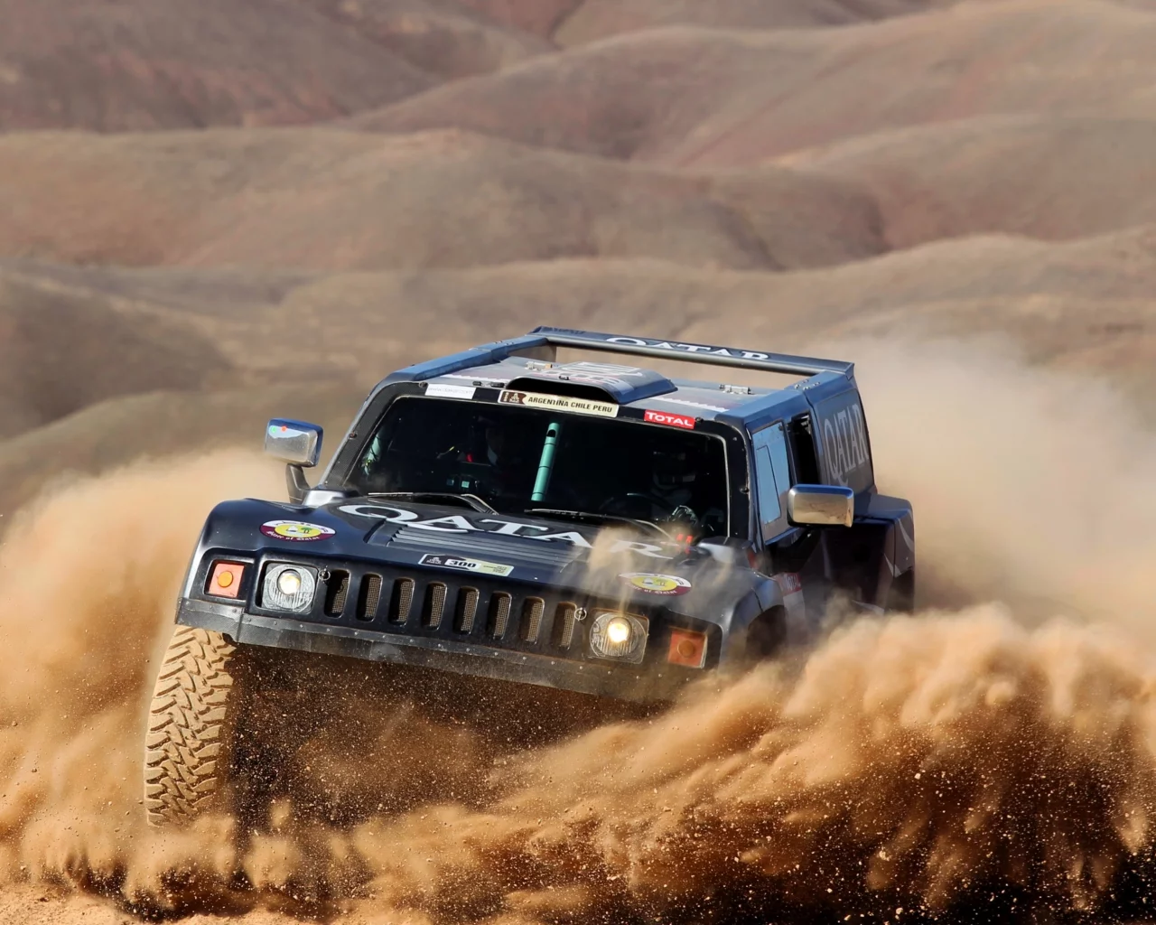 передок, внедорожник, dakar, hammer, гонка, черный, песок, rally