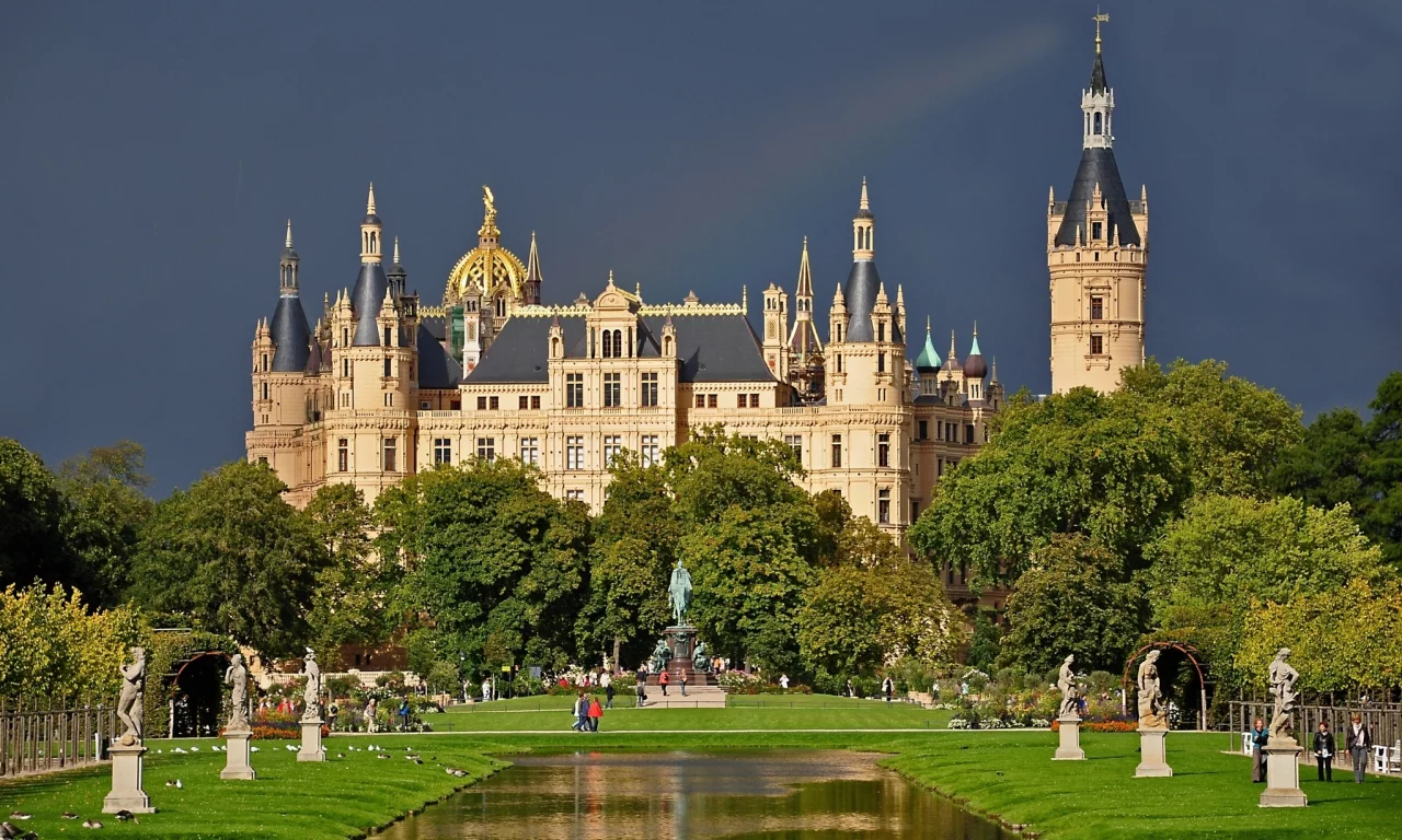 парк, germany, schwerin castle, германия, шверинский замок, пруд
