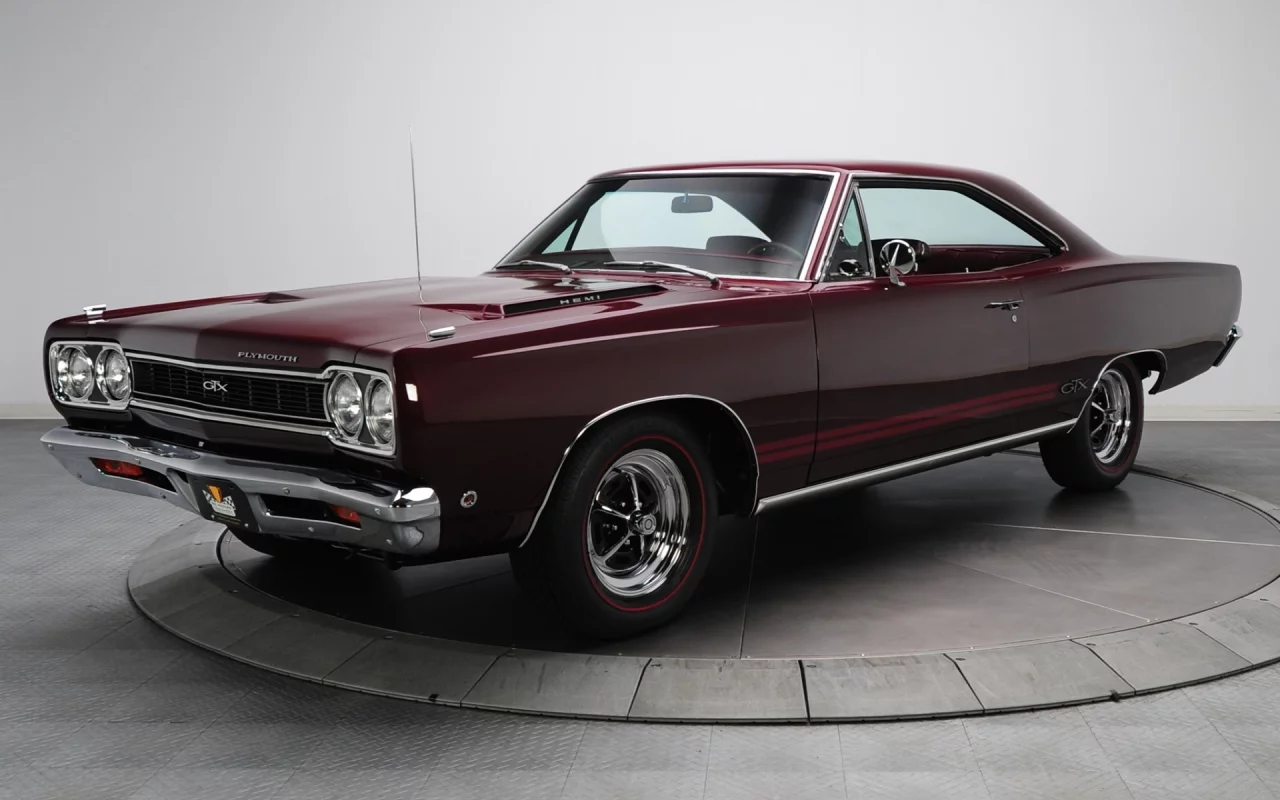 gtx, плимут, 426, plymouth, muscle car, 1968, передок, бордовый, hemi