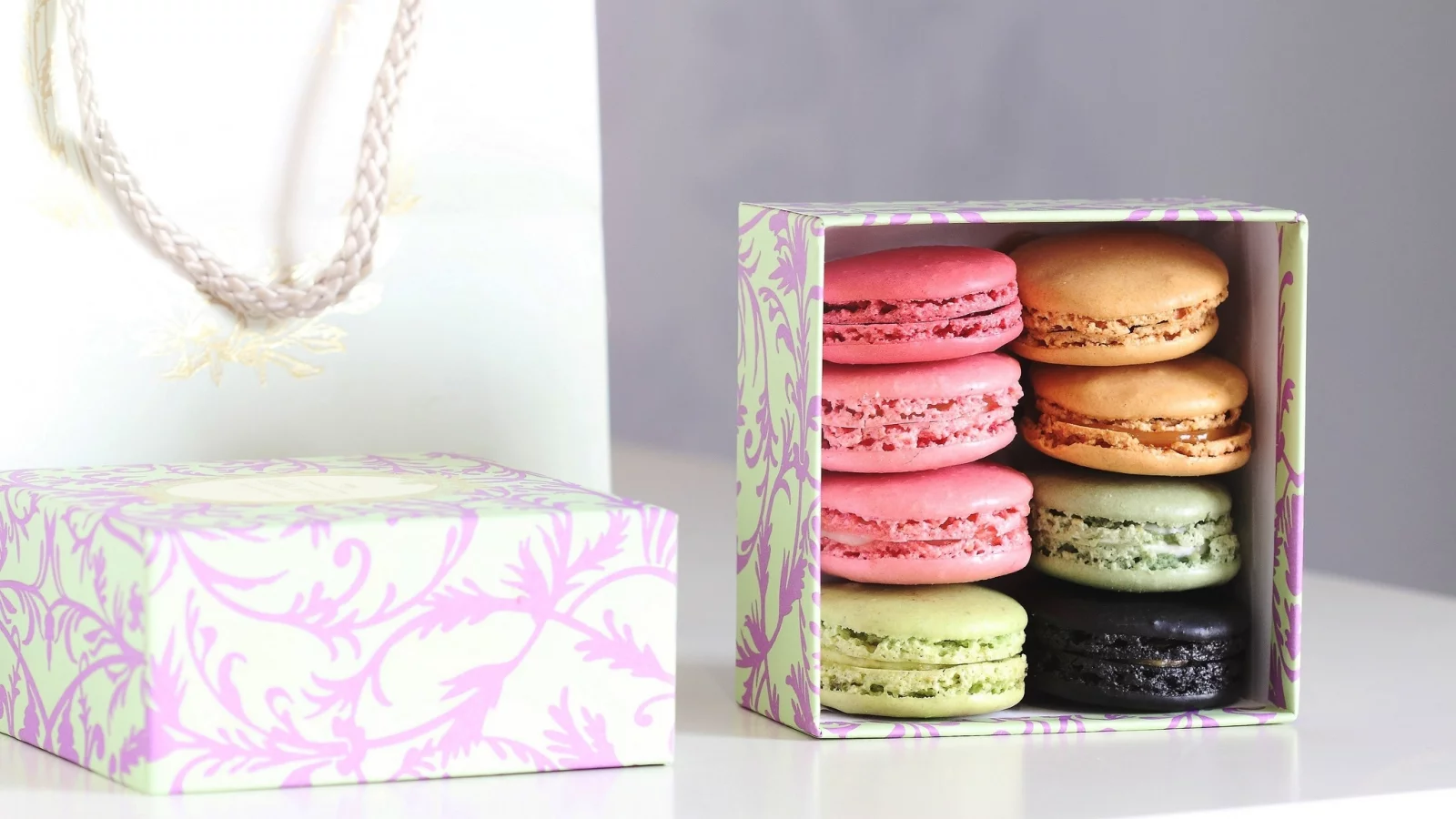 печенье, macaron, подарок, коробка, сладости, десерт