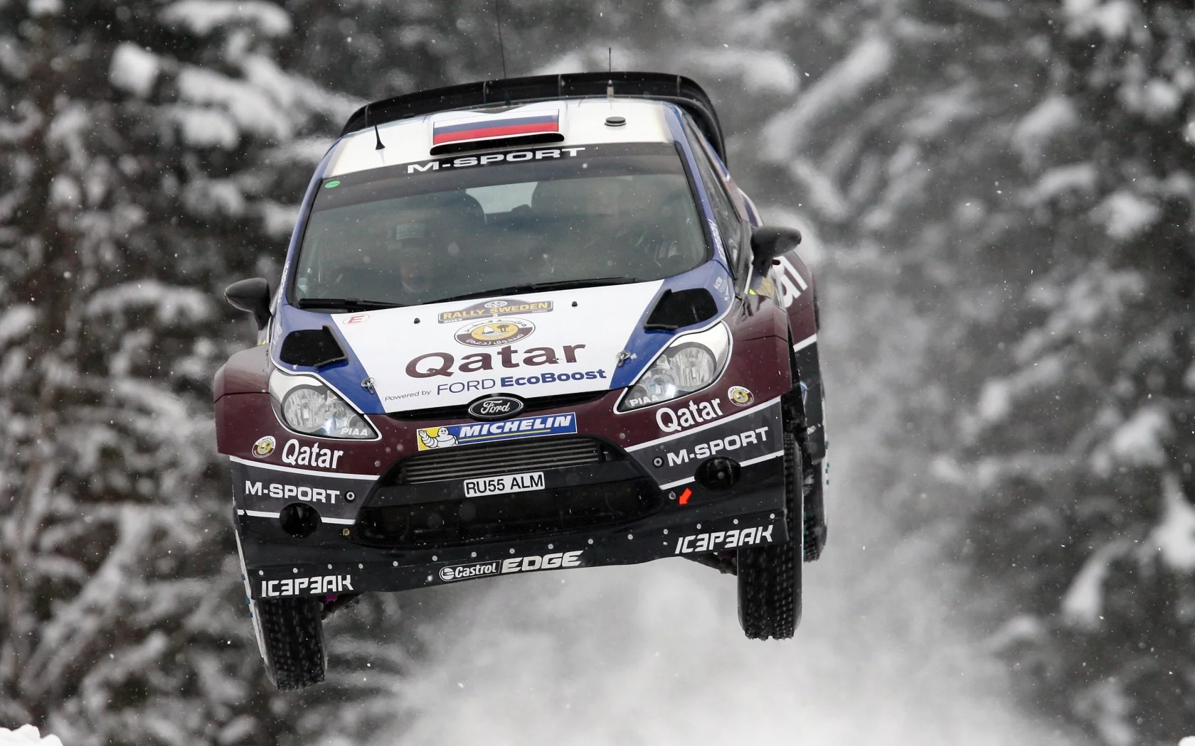 evgeny novikov, лес, ford, wrc, в воздухе, rally, снег, fiesta, полет, зима