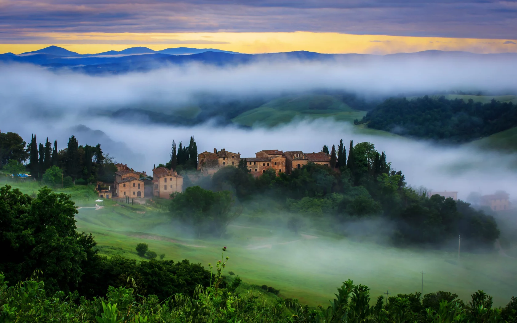 туман, tuscany, восход, toscana, италия, italy, тоскана, vergelle