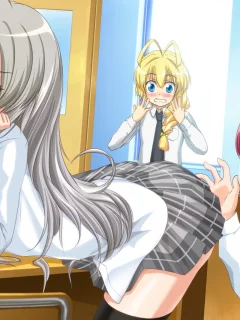 hasuta, арт, kuuko, haiyore! nyaruko-san, парты, девочки, nyaruko, школа