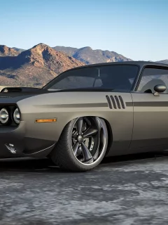 muscle car, barracuda, матовый, front, plymouth, горы, плимут, мускул кар
