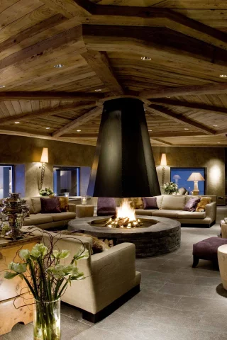 тумба, desigen, камин, комната, чайник, диваны, огонь, interior