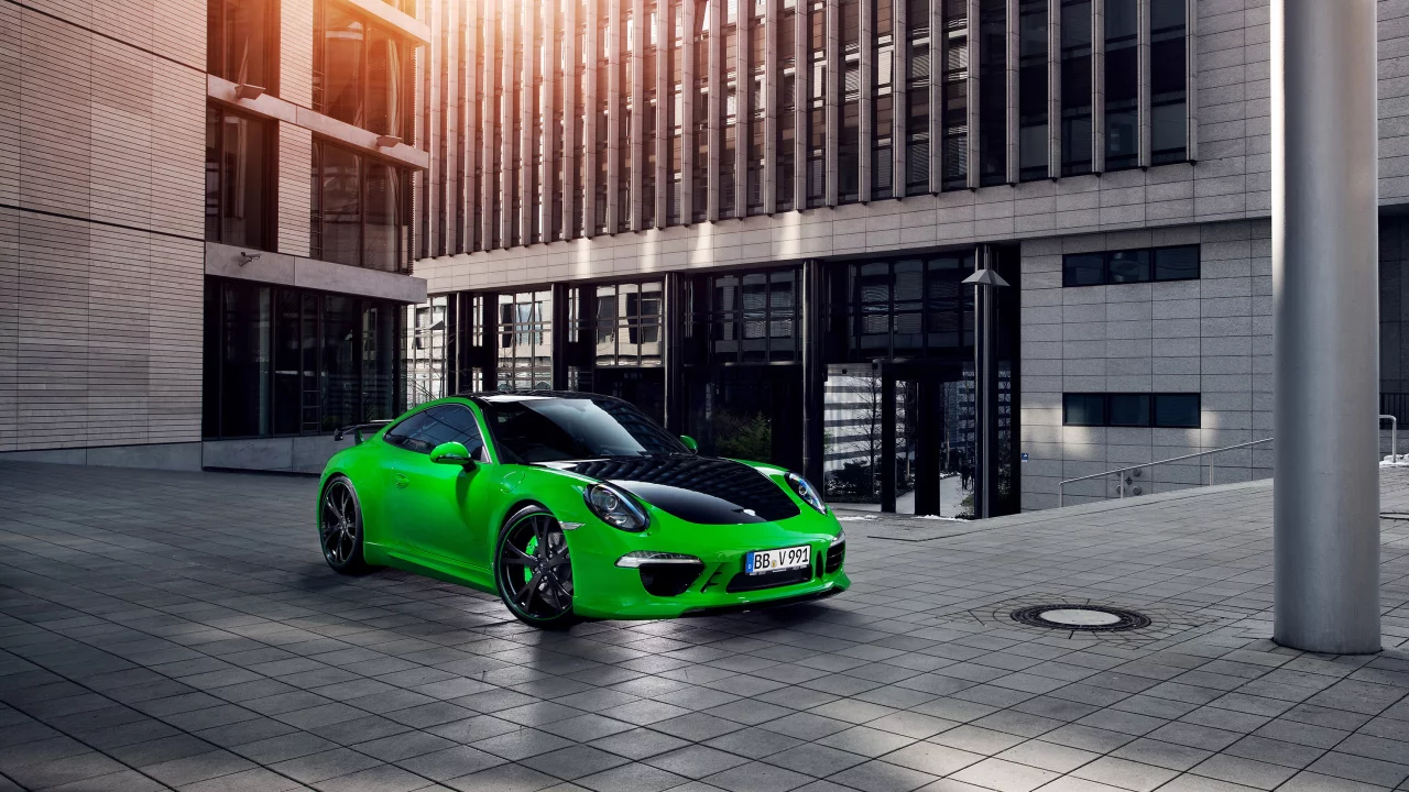зелёный, порше, techart, тюнинг, porsche 911 carrera 4s