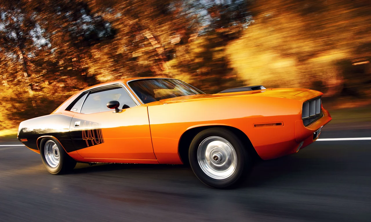 muscle car, в движении, плимут, plymouth cuda
