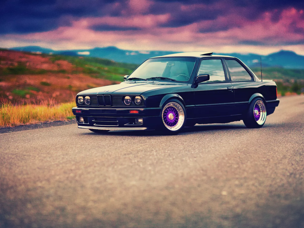 e30, front, 3 series, black, bmw, 325i, bbs