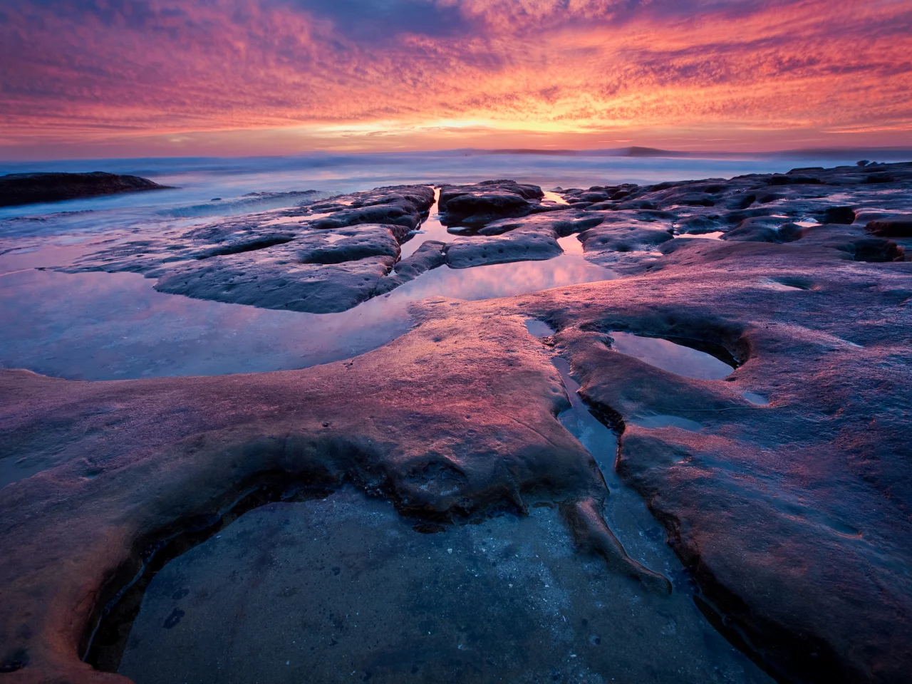 камни, закат, море, вода