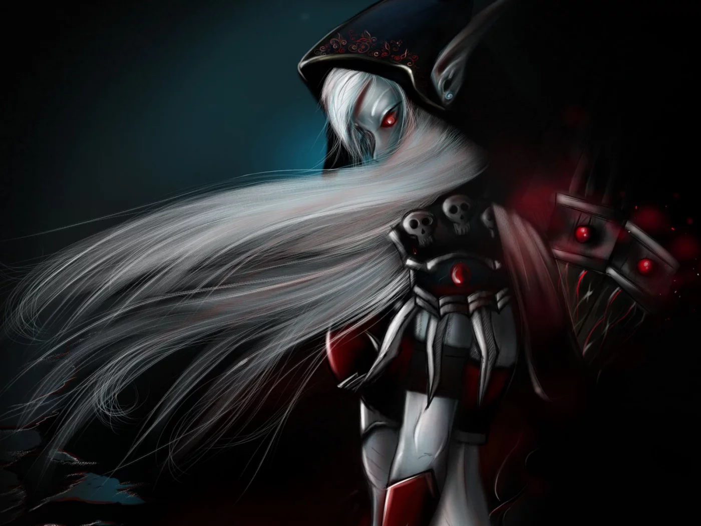 world of warcraft, арт, sylvanas, белые волосы, windrunner, эльфийка
