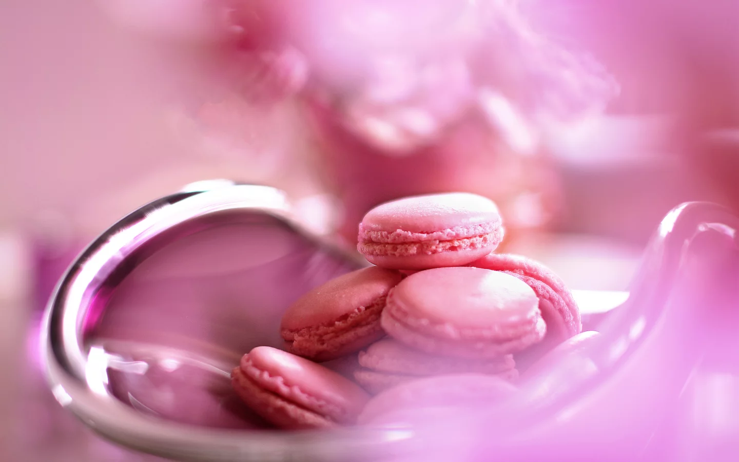 макро, тарелка, пироженое, macarons, homemade, розовые