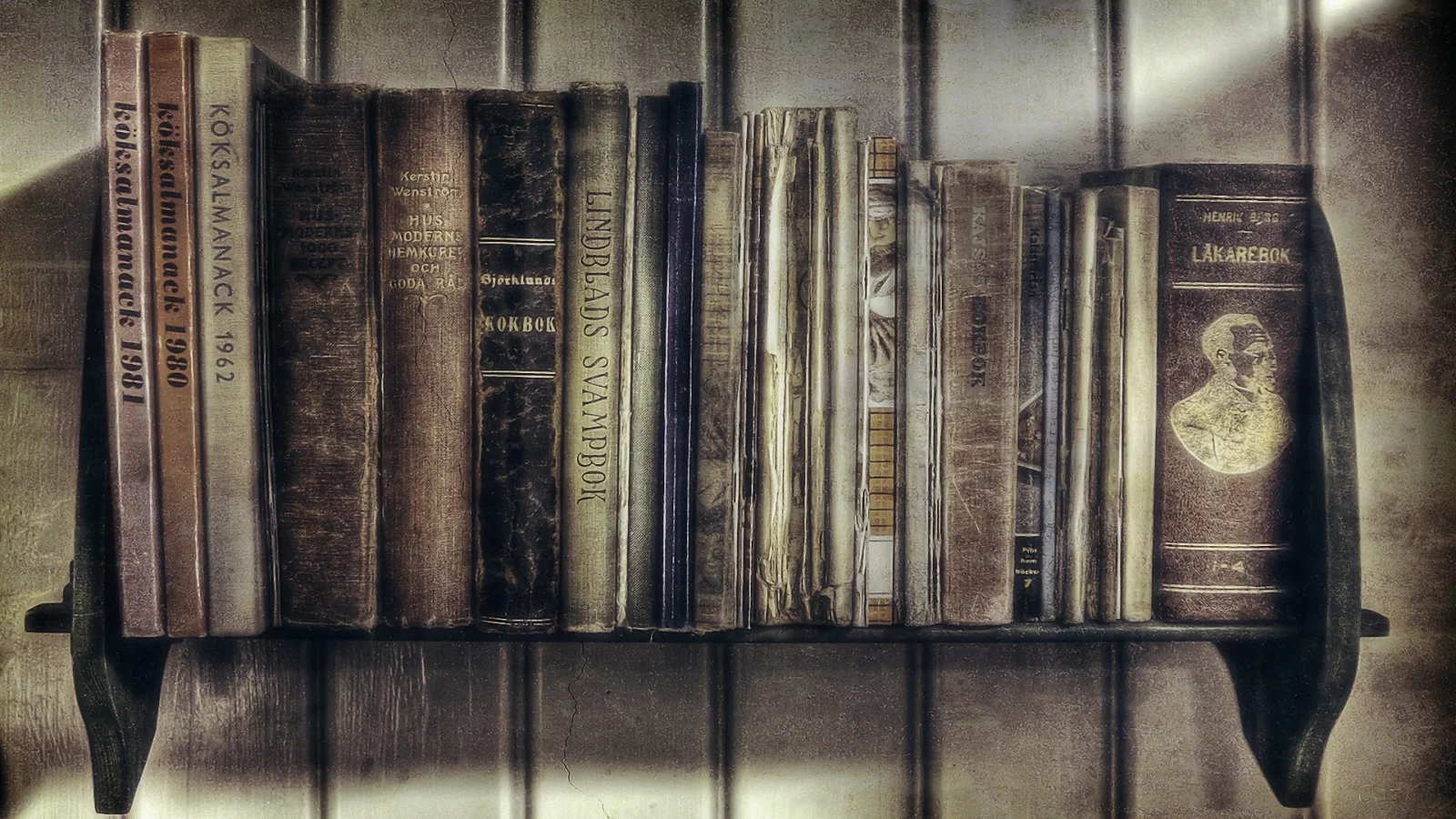 стена, полка, обработка, книги, доски