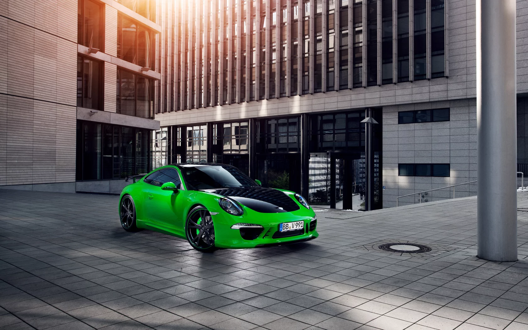 зелёный, порше, techart, тюнинг, porsche 911 carrera 4s