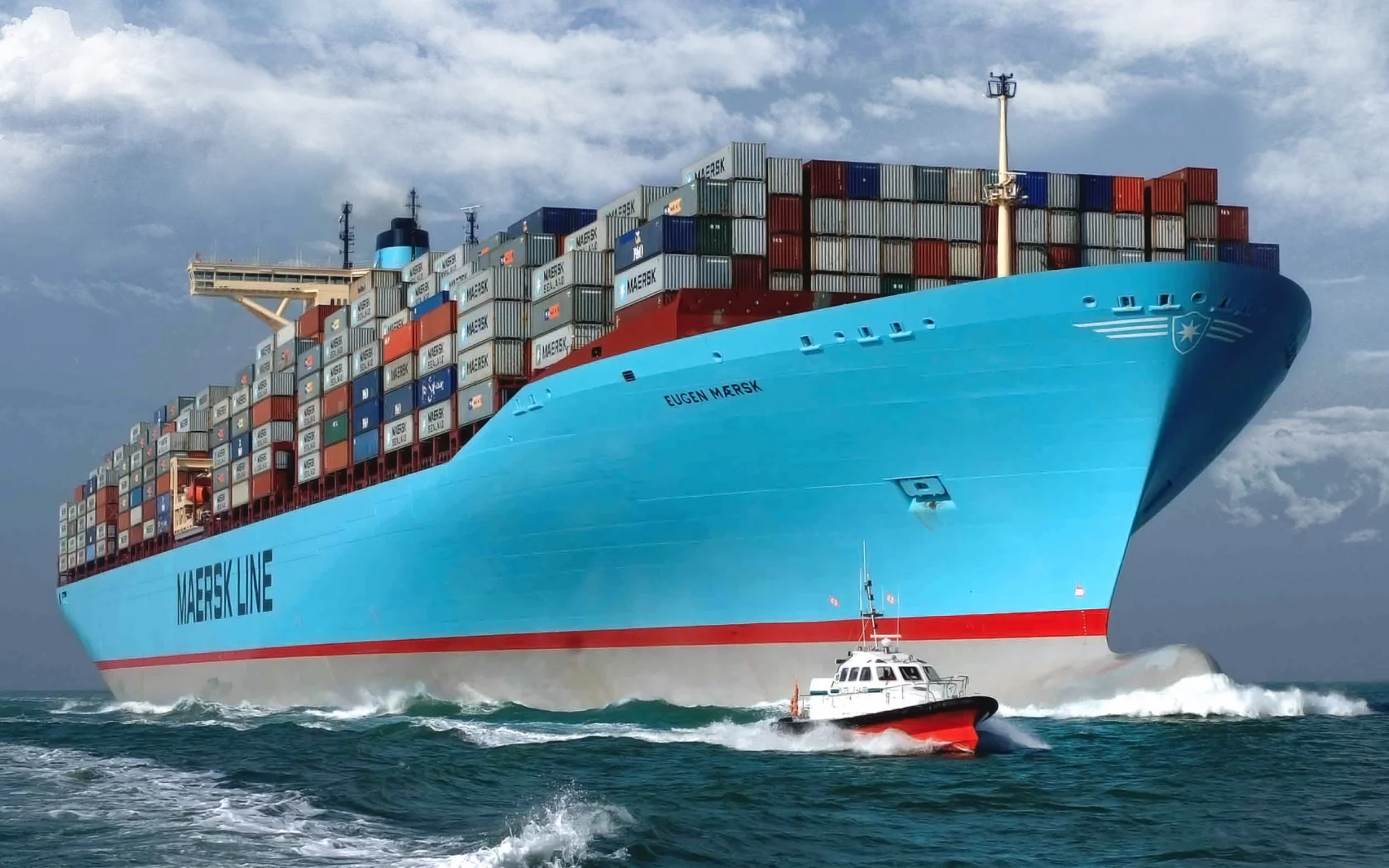 борт, контейнеровоз, maersk, судно, eugen maersk, груз, корпус