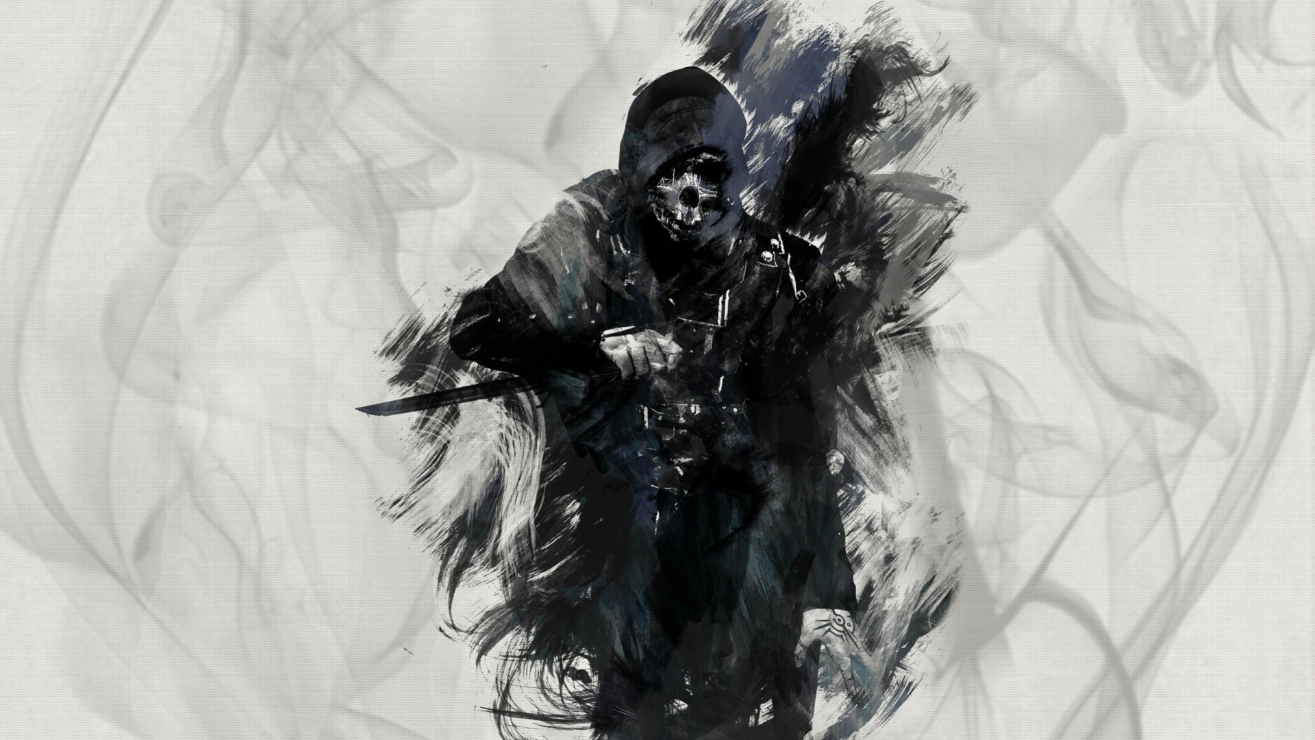 Картинка на рабочий стол убийца, арт, игры, knife, corvo attano, art,  корво, dishonored, нож 1920 x 1080