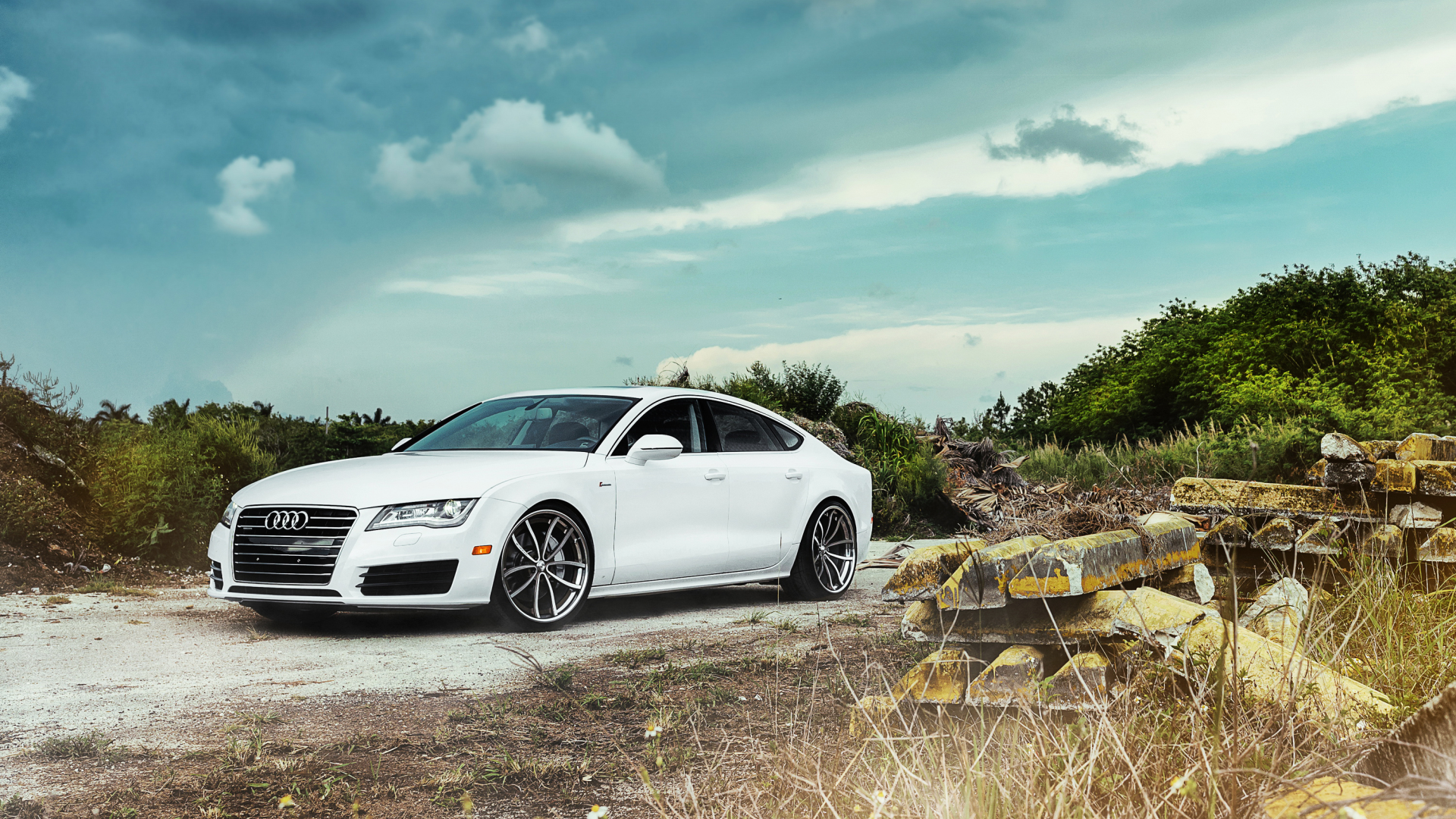 Картинка на рабочий стол белая, car, авто, ауди, auto wallpaper, audi a7  1920 x 1080