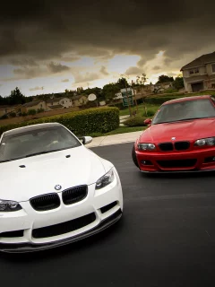 передок, e92, e46, m3, red, красный, белый, небо, white, bmw, бмв