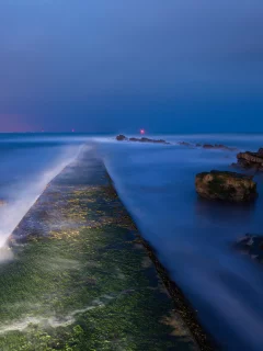 сумерки, море, великобритания, залив, англия, вечер